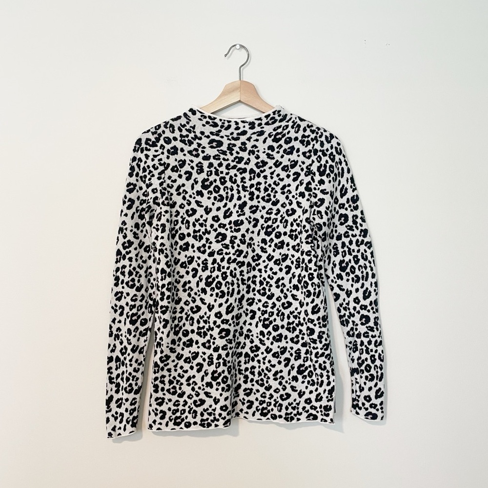 Loft Leopard Print Long Sleeve Mock Neck Sweater